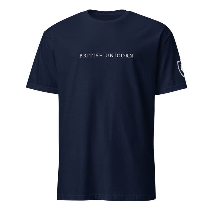 British Unicorn Tee with Shield on Sleeve for wholesale by Jolly & Goode