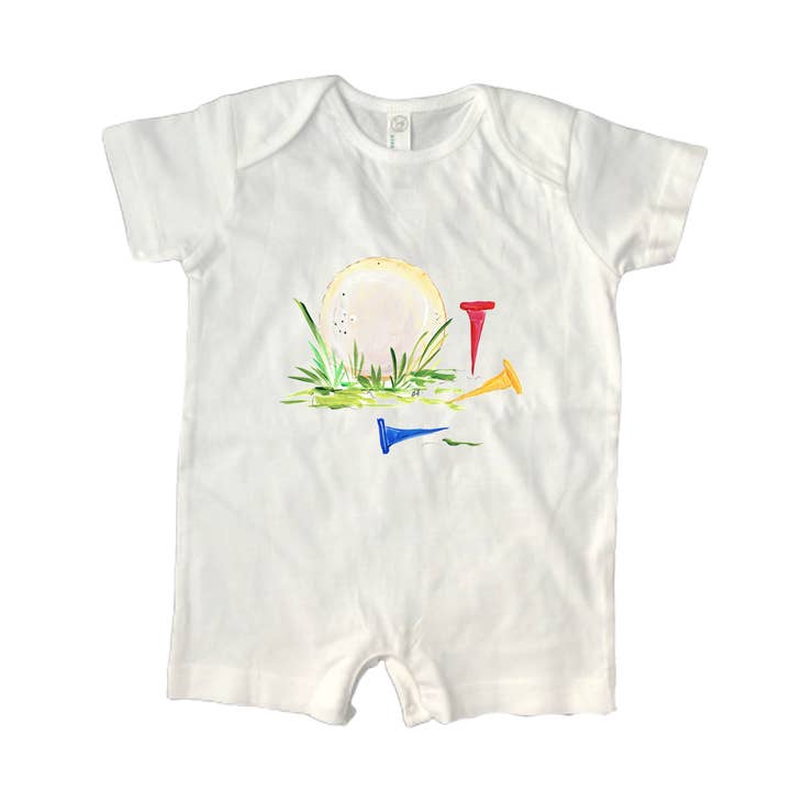 Cotton Romper Sports & Games 1073 - Pallina da golf e magliette per la vendita all'ingrosso da parte di Designs By Beverly, LLC