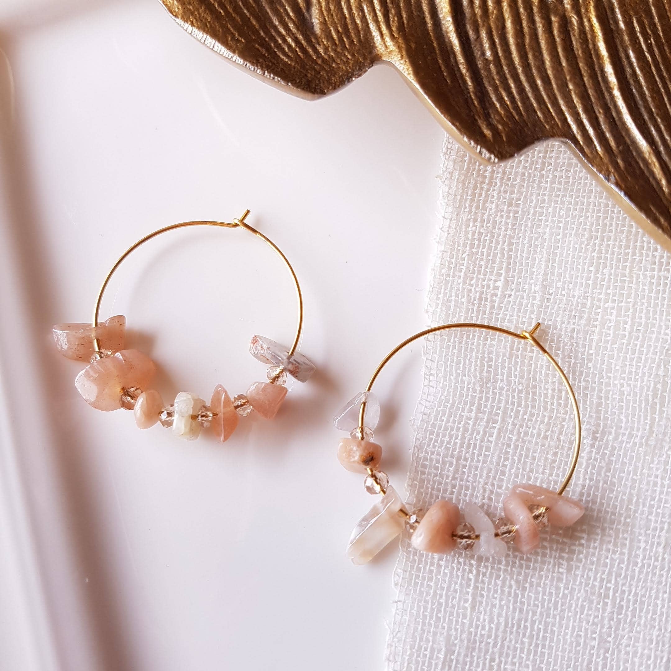 GINANDGER - Wholesale Hoop Earrings - PRISCA SUNSTONE EARRINGS1