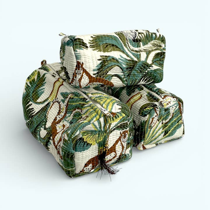 Wild Animal Print 100% Cotton Washbag Set of three for wholesale by Hayley & Co