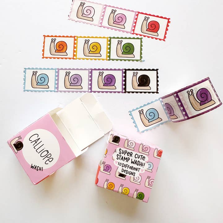 Rainbow Snail Parade Faux-stage Stamp Washi for wholesale by Calliope