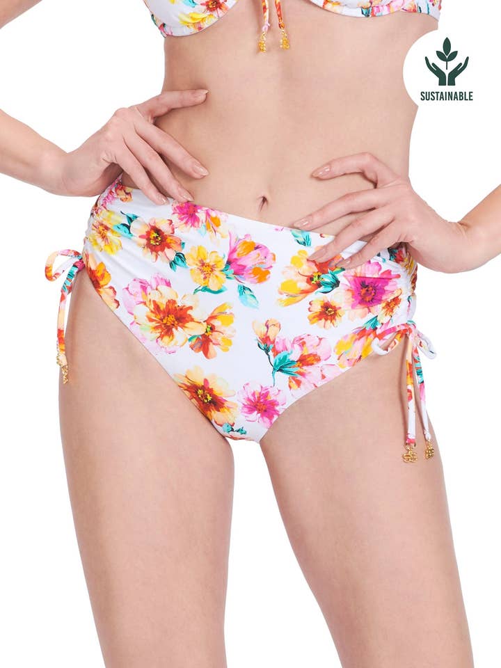 Vibrant Vacation White Ruched Full Classic Pant for wholesale by Sunseeker