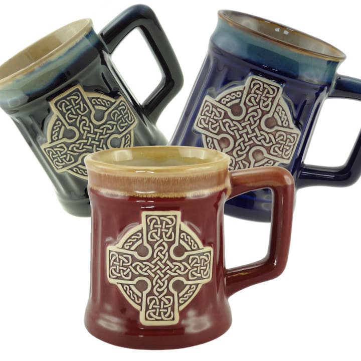 Celtic Cross Stoneware Mug - Durable Cultural Drinkware for wholesale by Dublin Gift Company