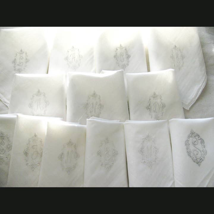 Handkerchief Vintage 1950 Madeira Embroidery Men’s Initial and other Purchase Wholesale personalized handkerchiefs. Free Returns & Net 60 Terms on Faire trending on Faire.