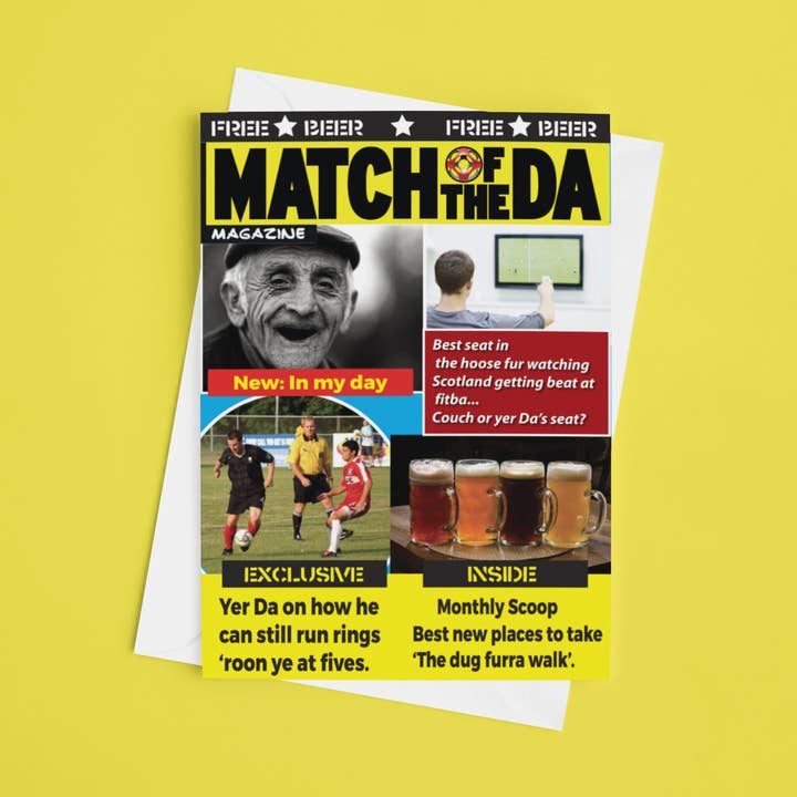 Match of the Da Greetings Card for wholesale by Brave Scottish Gifts