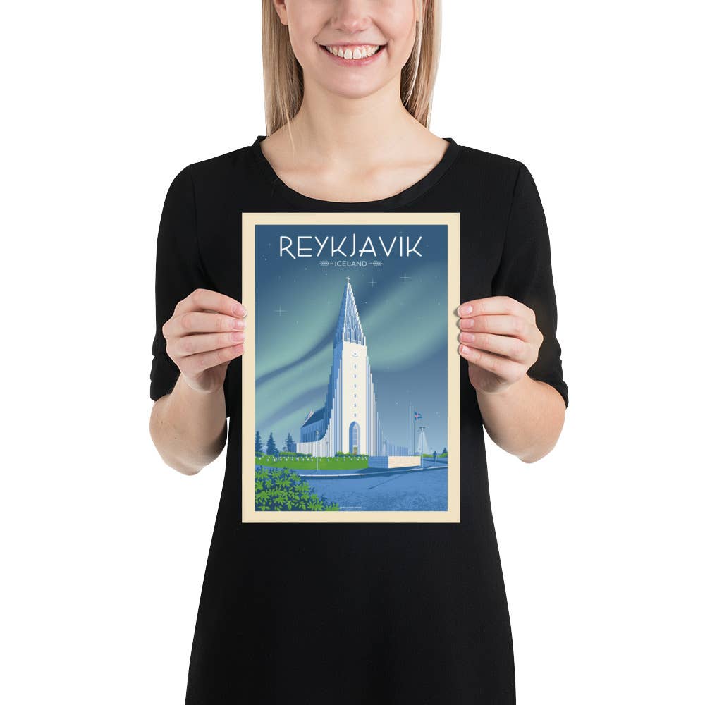 Olahoop Travel Posters - Wholesale Poster - Reykjavik Iceland Vintage Travel Poster | Hallgrimskirkja7