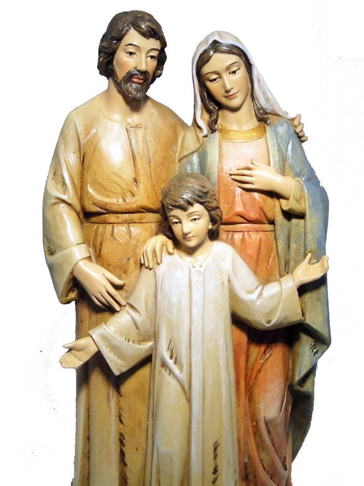 Heliga familjens staty i trämassa, 20 cm för wholesale av Costa Articoli Religiosi