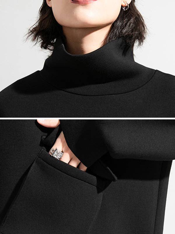 BLACK Thicken High-Neck T-Shirts Sweatshirt Tops for wholesale on Faire7