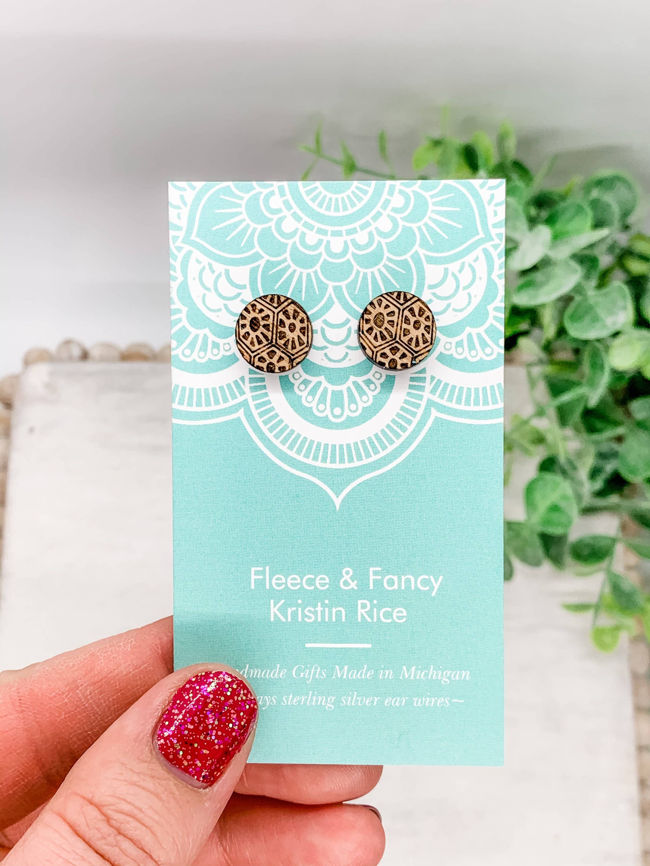 Fleece & Fancy - Wholesale Stud/Post Earrings - Laser Cut Petoskey Stone Stud Earrings2