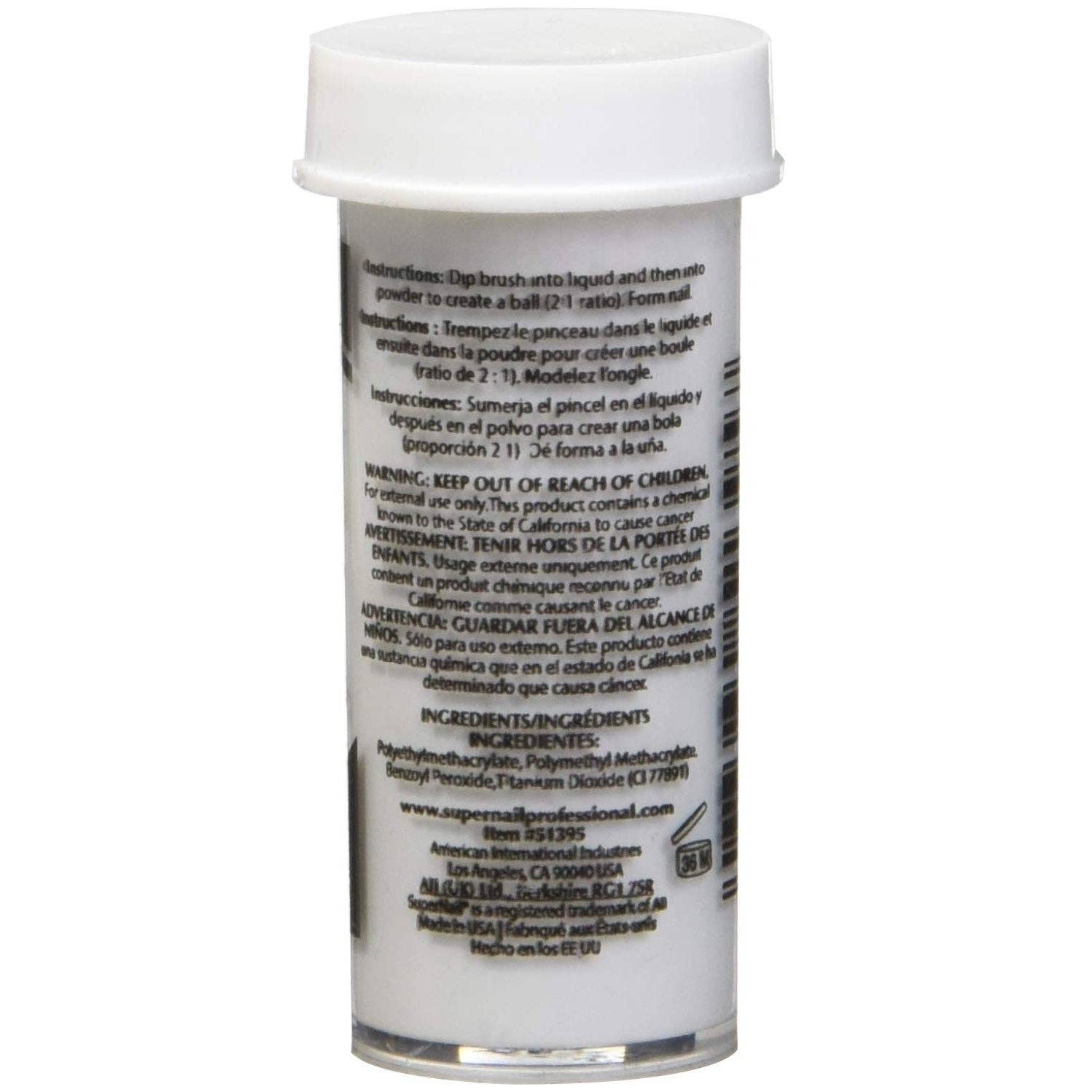 KT Supply - Vente Vernis à ongles - Poudre blanche Super Nail 0,25 oz.1