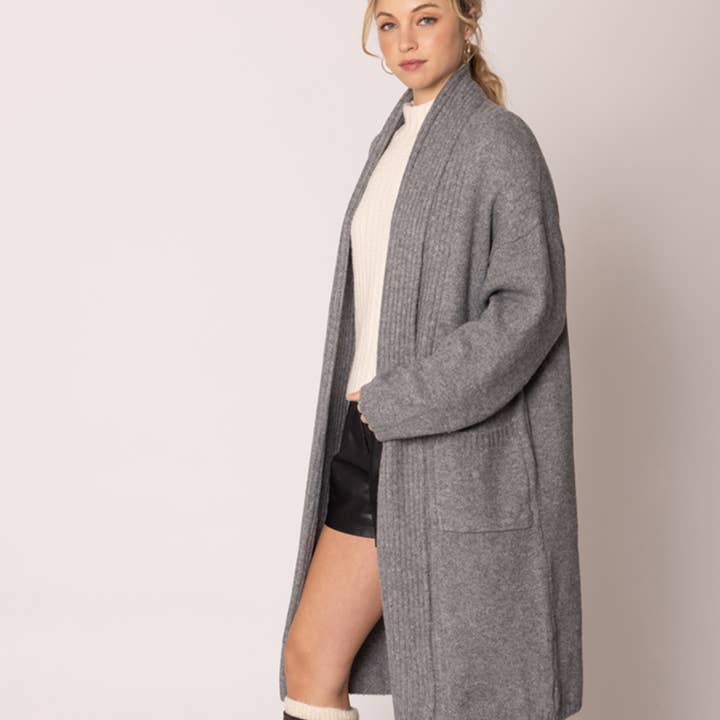 Fashion City - Wholesale Cardigan - Women's - Knitted Shawl Collar Long Cardigan