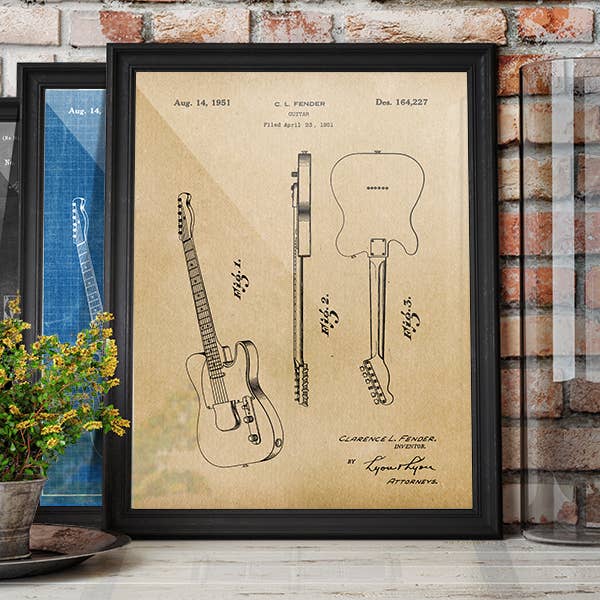 Fresh Prints of CT - Wholesale Art Print - Fender Guitar 1951 Patent Art Print - Music9