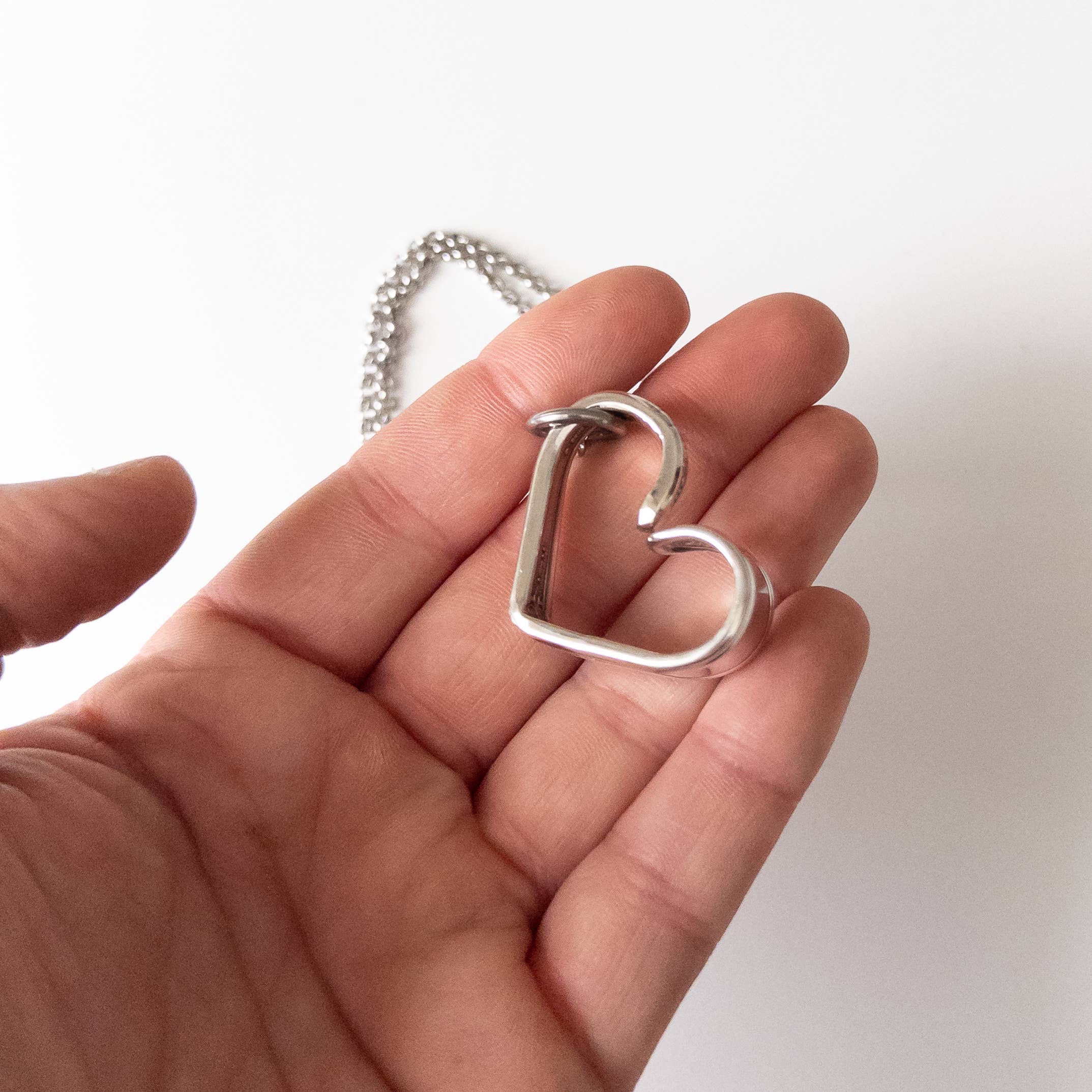 Girl Ran Away With the Spoon - Wholesale Pendant/Charm Necklace - Bent Heart Silverware Necklace6