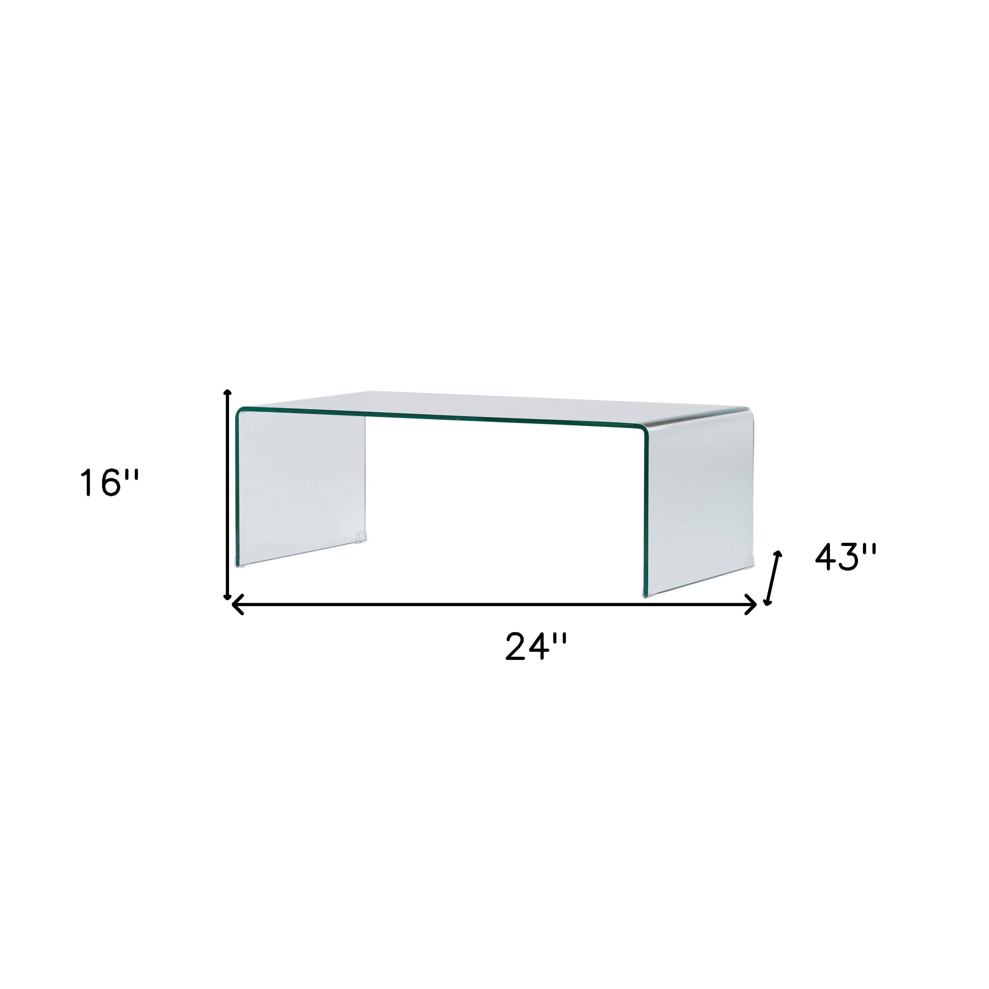 HomeRoots - Wholesale Coffee Table - 24" Clear Glass Sled Coffee Table2