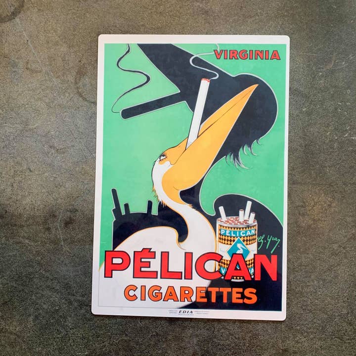 Pelican Cigaretter - Metal Reklame Wall Sign for engroshandel hos The British Metal Signs Company