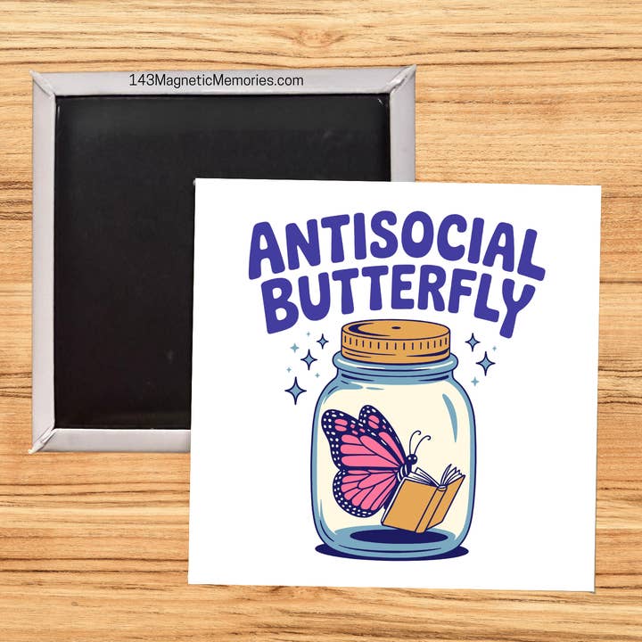 ANTISOCIAL BUTTERFLY- 2.5" MAGNET for wholesale by 143 Magnetic Memories