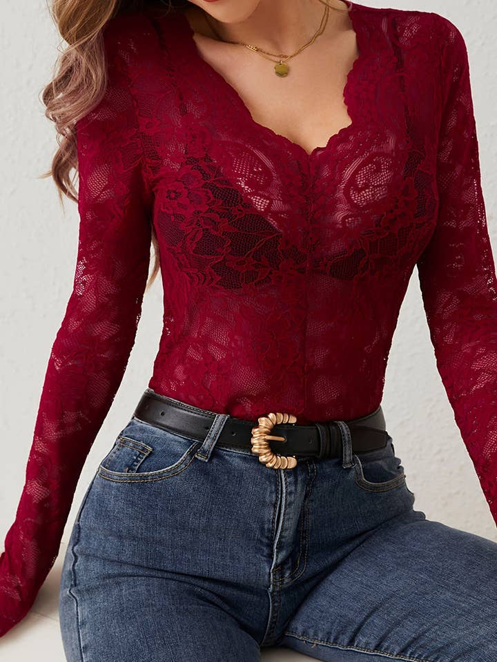 Mccolin - Wholesale Blouse – Women’s - Elegant Lace Long-Sleeve Top2