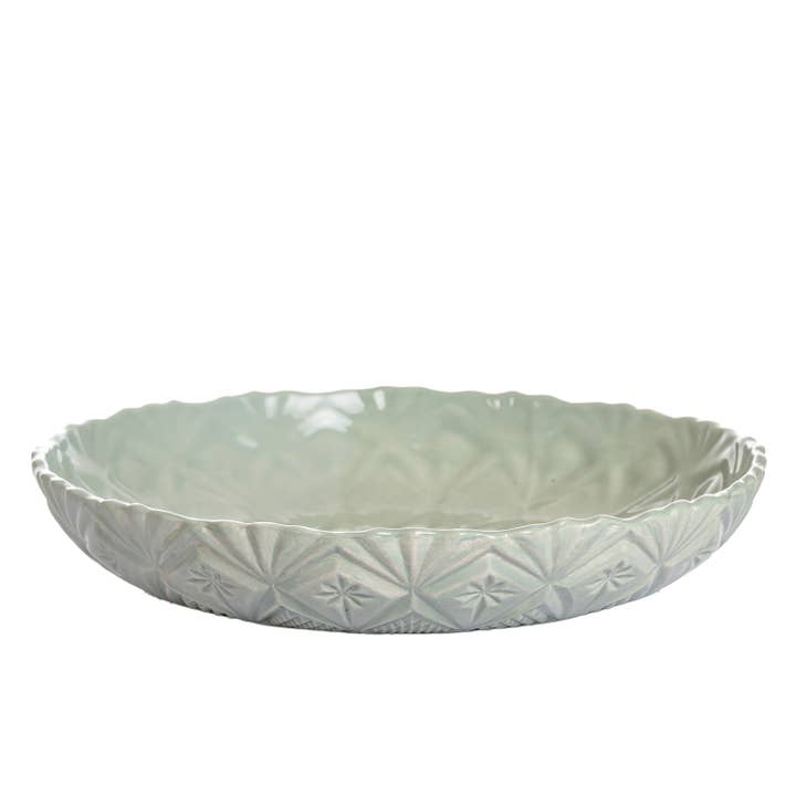 CMK Vintage Inspired Handmade Ceramic Platter /Green for wholesale by Coppermill Kitchen LLC