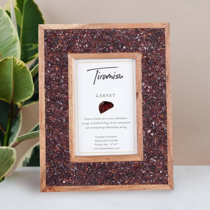 Ember Glow Garnet Picture Frame - Acacia Wood Craftsmanship for wholesale by Tiramisu