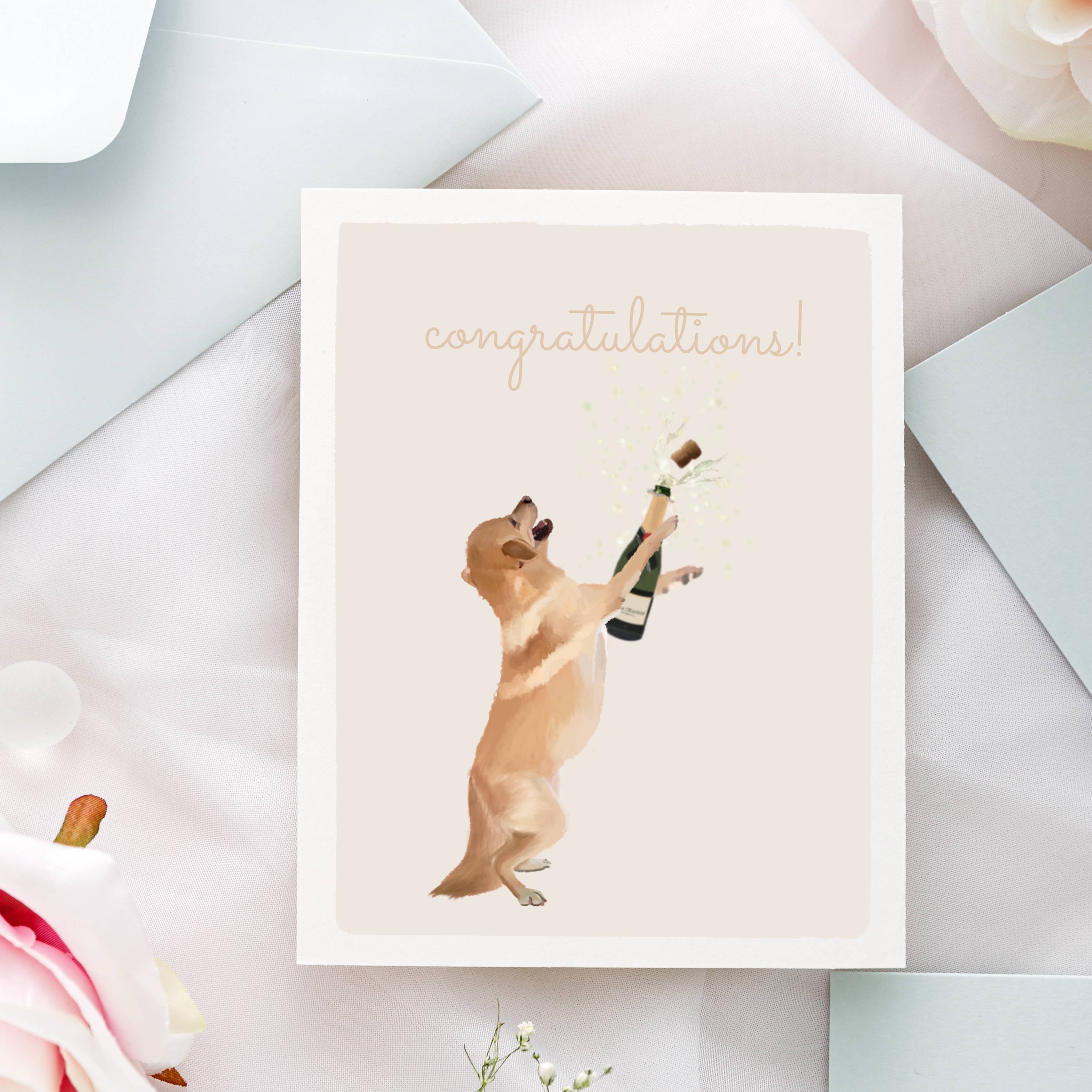 Pawssionate Art - Wholesale Congratulations Card - Labrador Congratulations Card - Popping Champagne2