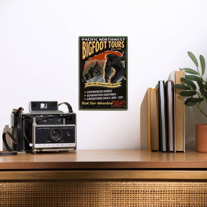 Lantern Press - Wholesale Sign - METAL SIGN ART Pacific Northwest, Bigfoot Tours
