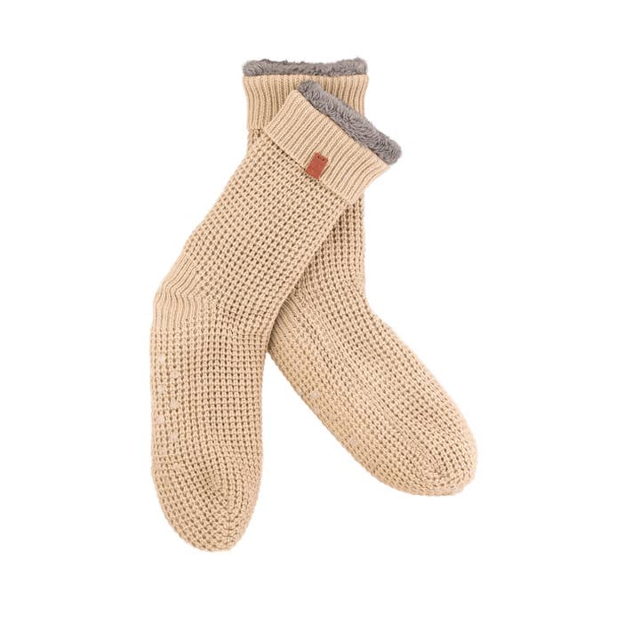 1008-20-13 LINED SLIPPER SOCKS SAND for wholesale by BICKLEY + MITCHELL AMSTERDAM