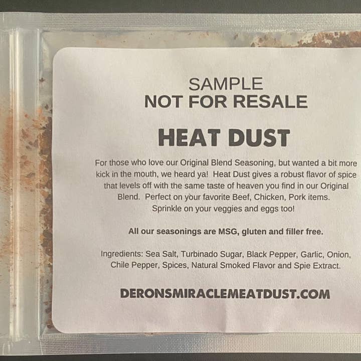 Sample- Heat Dust for wholesale by Deron's Miracle Meat Dust™