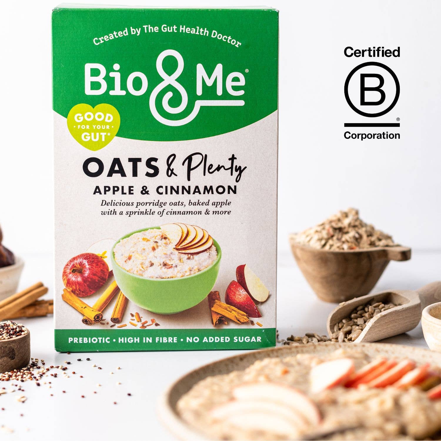 Bio & Me – wholesale Breakfast cereal – Apple & Cinnamon Gut-Loving Prebiotic* Porridge - 400g2