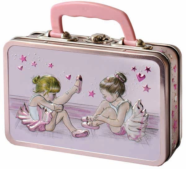 Churchill's Confectionery – wholesale Biscuit – Born to Dance Suitcase Gift Tin with Cookies or Fizzy Bears1