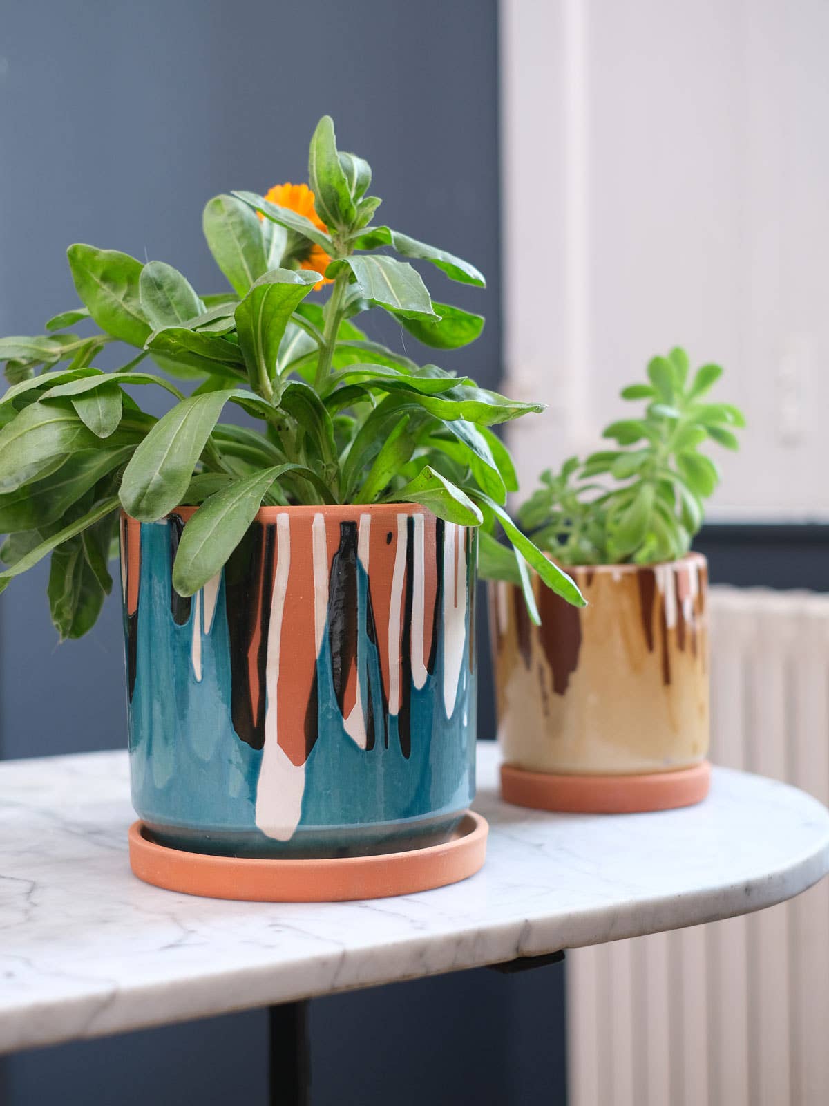 Casa Atlântica - Wholesale Plant Pot - Clay pot with white slip and blue glaze6