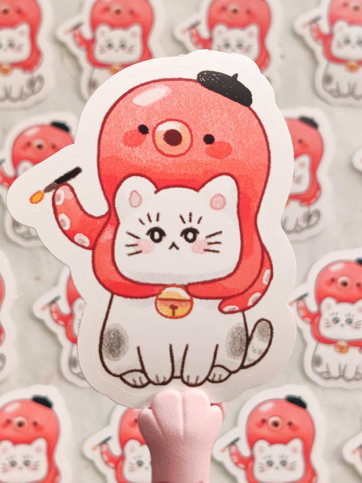 Tako Neko Sticker for wholesale by Hokeii Pokeii