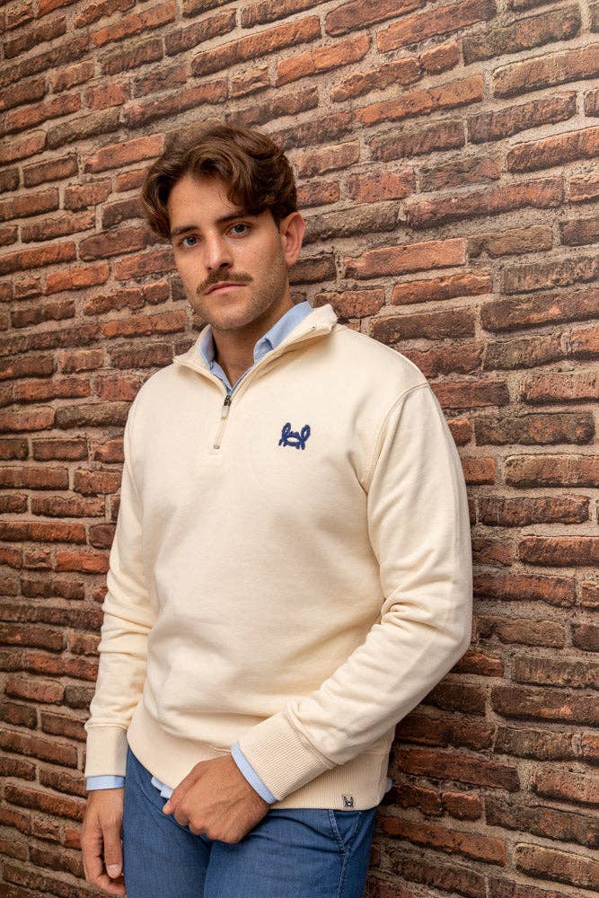 Custi Mikelo: Men's Clothing & Christmas Gifts - Venta al por mayor Sudadera - Unisex - Sudadera Media Cremallera Crema2