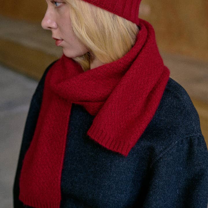 "Warmth Whisper" Cashmere Scarf & Beanie Hat Gift Set - Red for wholesale on Faire