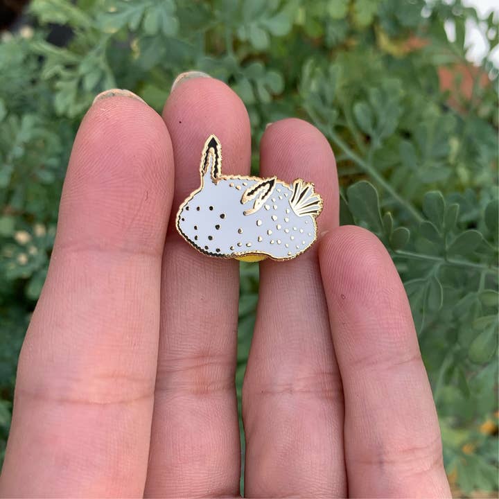 Owl & Bear Studio - Wholesale Lapel Pin/Button - Sea Bunny Nudibranch Enamel Pin - 25% to Charity!