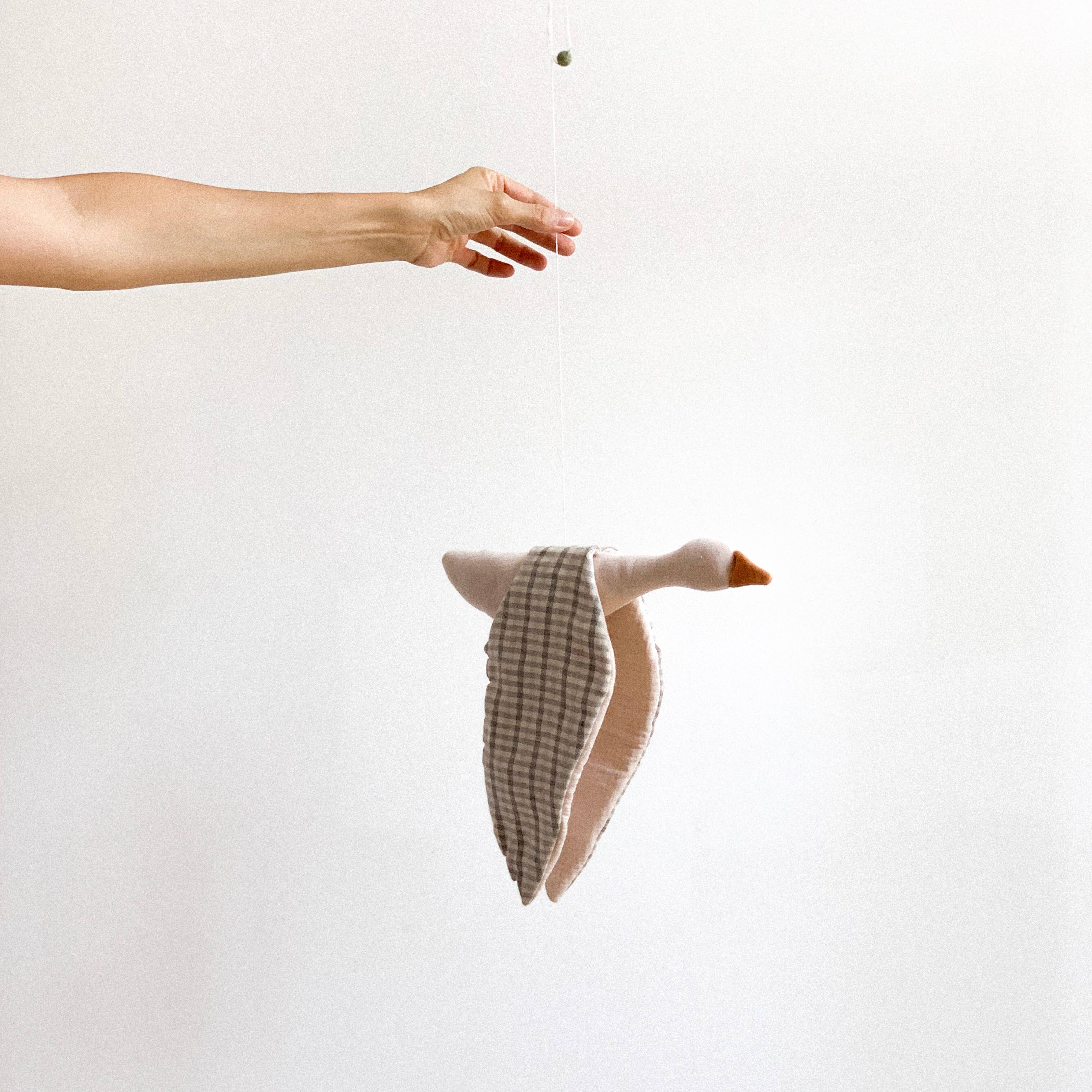 Monocrom - Wholesale Baby Mobile - Checkered Fabric Bird2