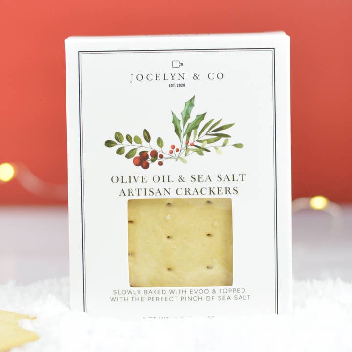 Holiday Olive Oil & Sea Salt Mini Cracker for wholesale by Jocelyn & Co