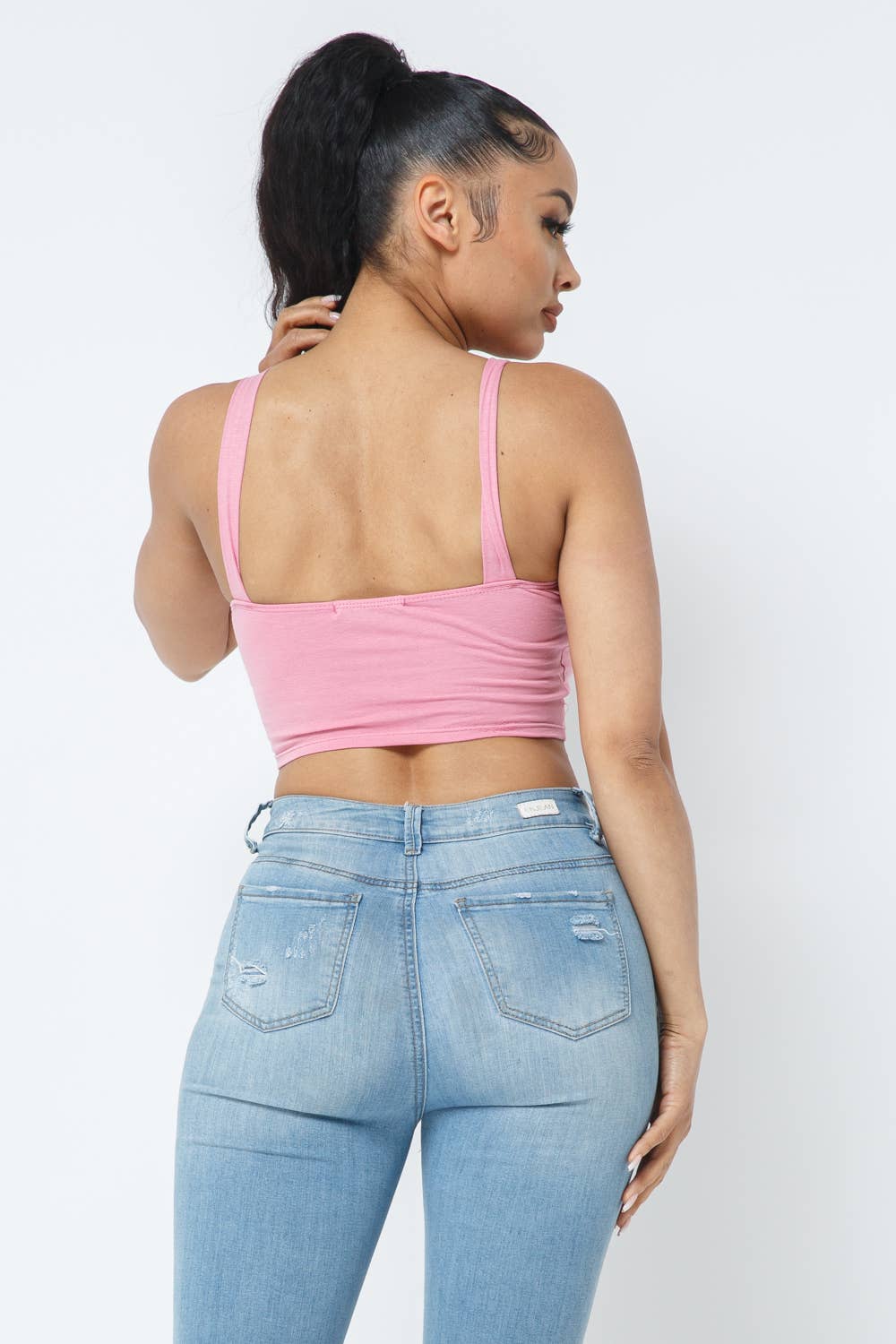 Julia by LoveJ - Wholesale Knit Top - Women's - V Cut Detail Sleeveless Crop Top3