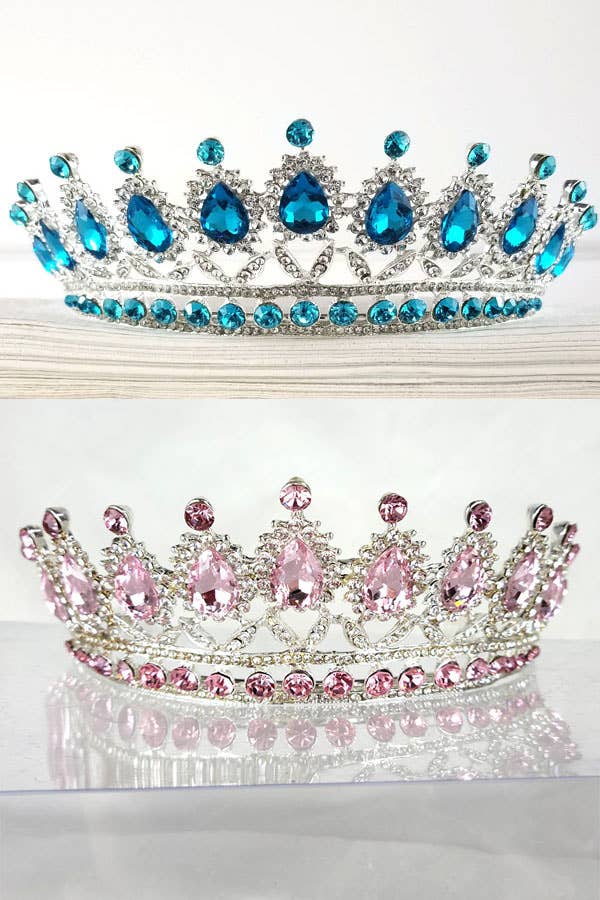 Chicas - Wholesale Tiara - Women's - One Size Fits All Metal Tiara With Jewel Rhinestones HT879-24