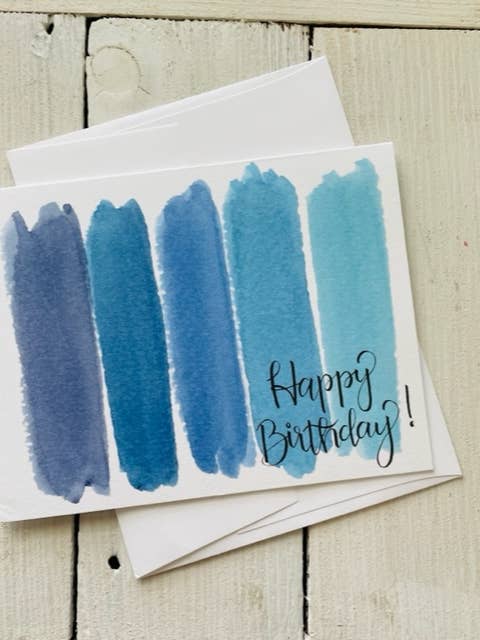 Carte de joyeux anniversaire bleue pour la vente par Krafty Inc