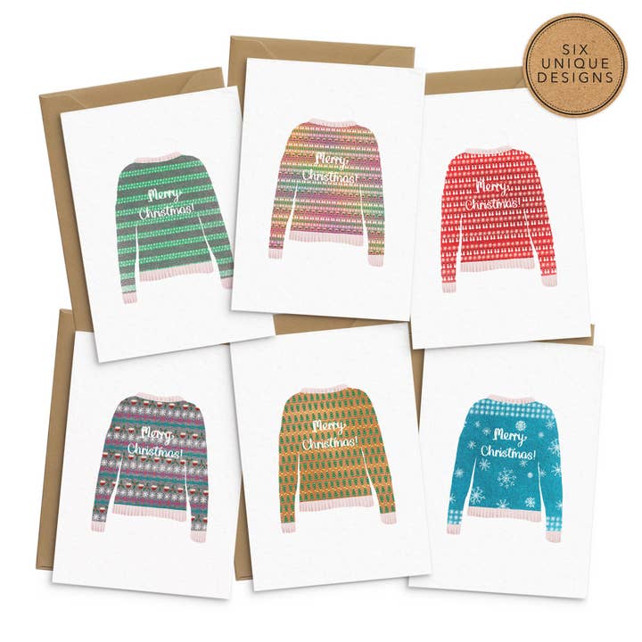 Kerst Jumper Cards - Set van 6 voor wholesale door Poppins & Co.