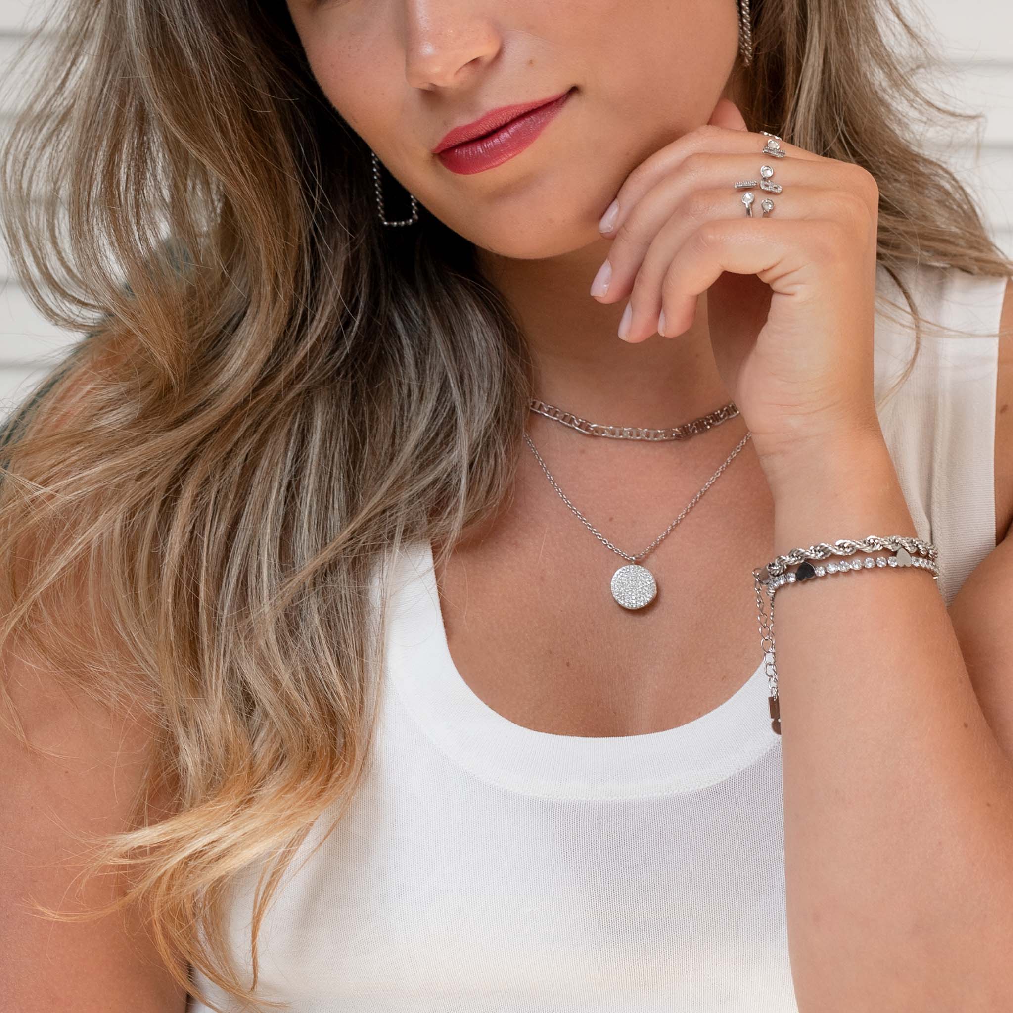 DUCETT - Vendita all'ingrosso Collane con medaglione - Ciondolo scintillante argento3