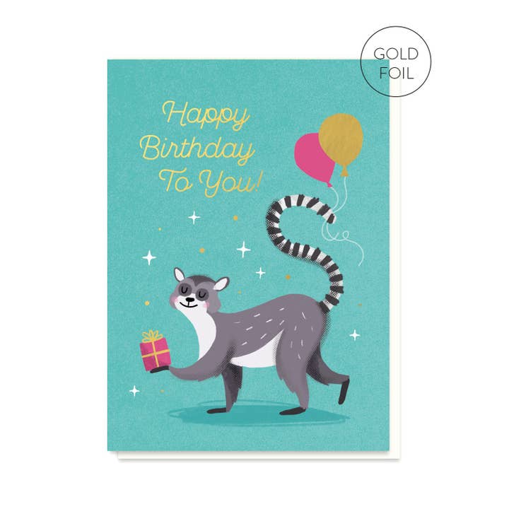 Carte d'anniversaire lémurien | Carte d'animal pour enfants | Carte pour enfants pour la vente par Stormy Knight