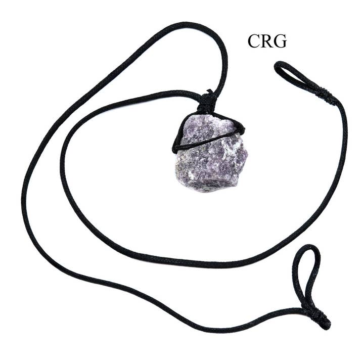 SET OF 4 - Rough Lepidolite Black Cord / 1"-2" AVG for wholesale by Crystal River Gems LLC