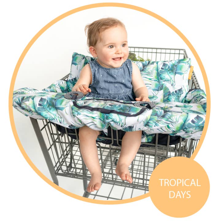 Baby Shopping Cart Cover - Tropical Day Leaf Print for wholesale by Binxy Baby