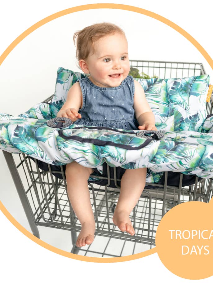Baby Shopping Cart Cover - Tropical Day Leaf Print for wholesale by Binxy Baby