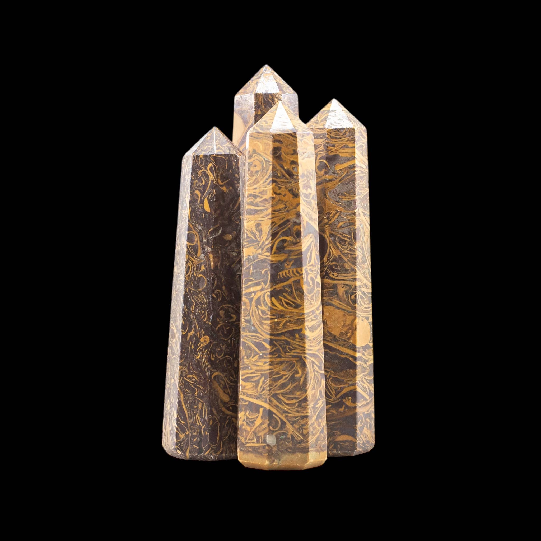 Quasar Gems USA – wholesale Spiritual stone/crystal – Miriam Calligraphy Jasper Tower Obelisks 8 Sided  1