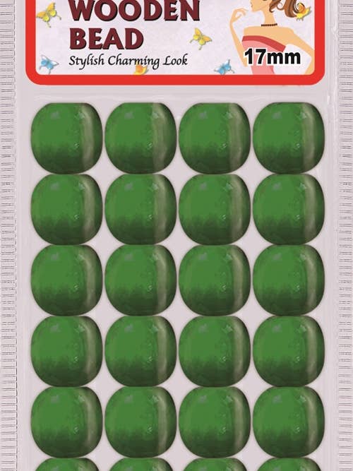WOODEN BEAD 17MM (GREEN) for wholesale by MI Hair Distribution