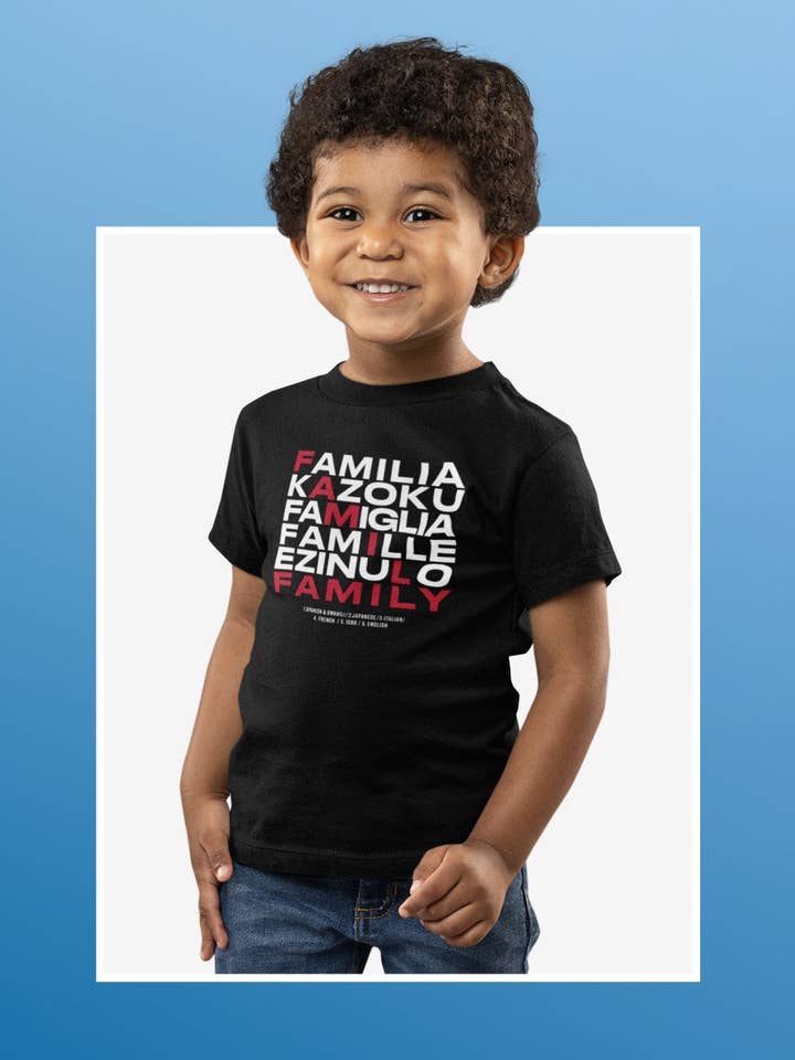 Black Family in Every Language - Unisex T-shirt (Kids) for wholesale on Faire0