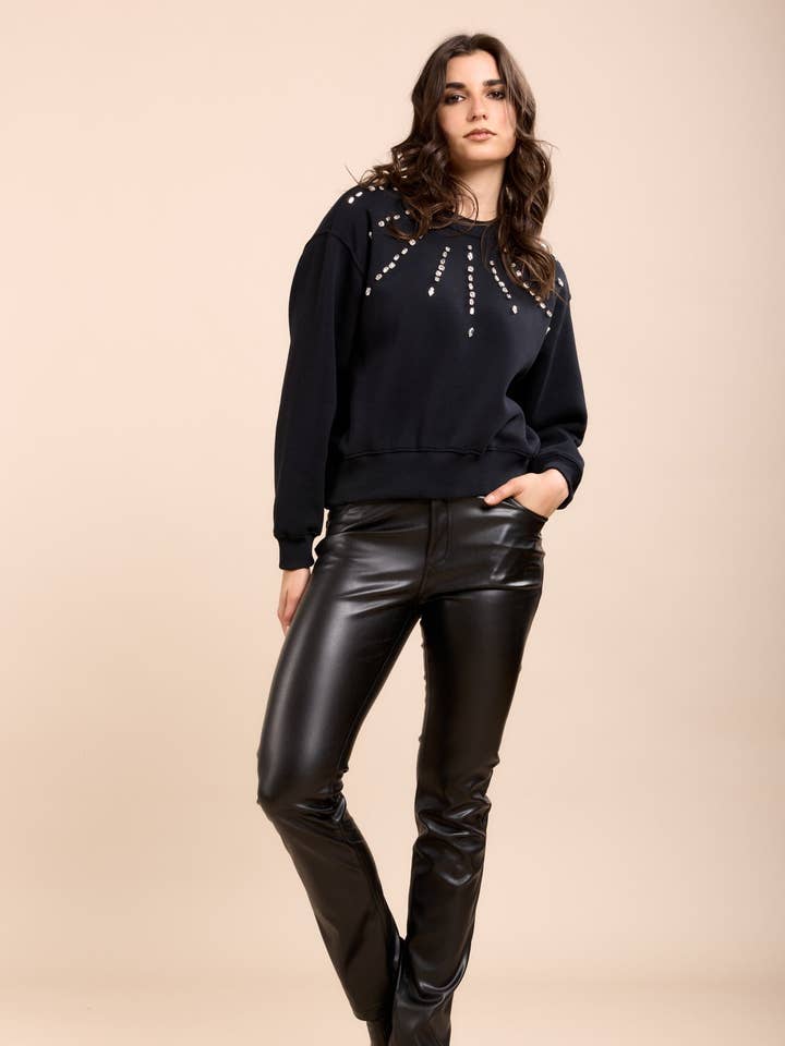 Toxik3 pantalon slim push-up en simili cuir détails clous for wholesale by Toxik3