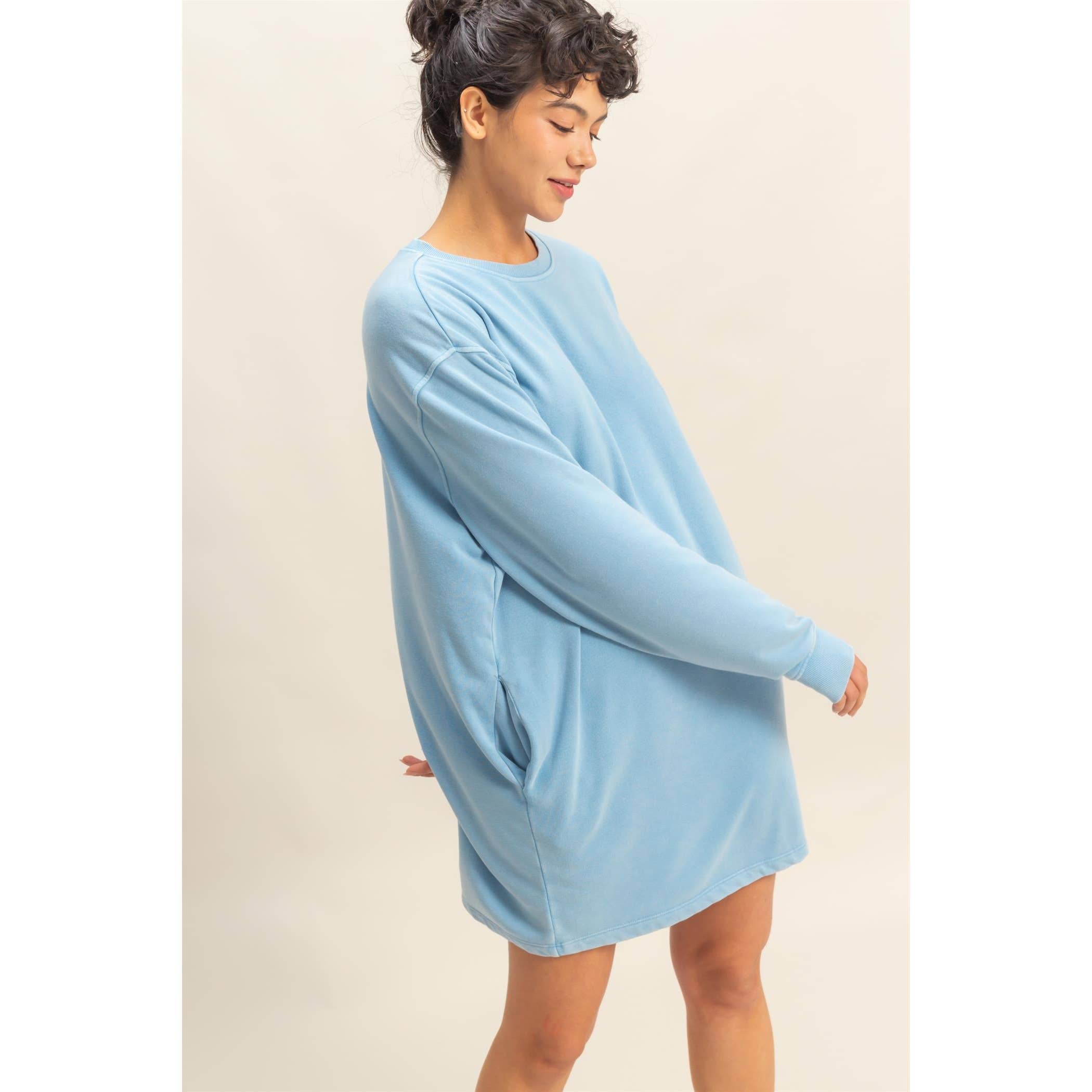 Double Zero - Wholesale Dress - Women's - Long Sleeve Oversized Mini Dress21